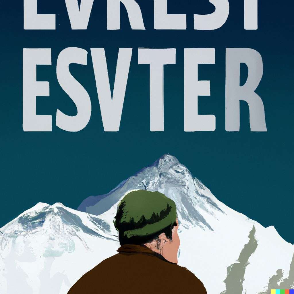 someone gazing at Mount Everest, book cover art